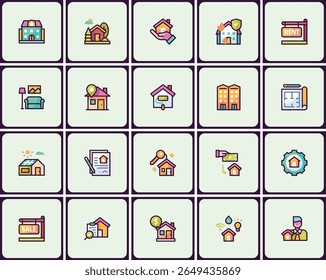 Real Estate and Property Icons Set with Modern and Clean Design Concept