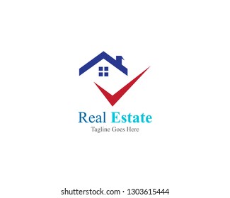 Real Estate House Red Blue Logo Stock Vector (Royalty Free) 1416378743