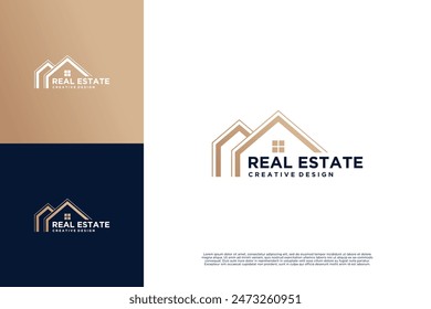 Diseño del logotipo de la propiedad inmobiliaria con color dorado