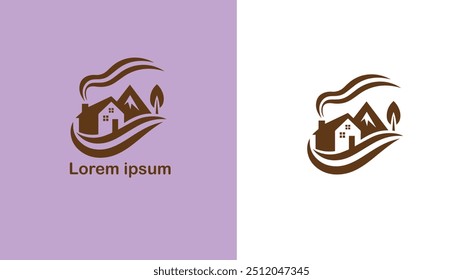Real Estate Property Realty Land unique logo design illustration 