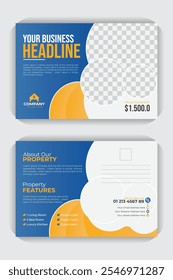 Real estate property sale business flyer landscape layout postcard or EDDM template
