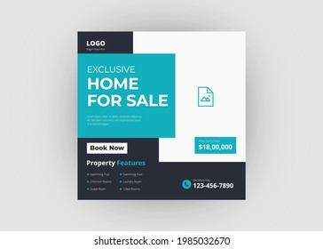 Real estate property social media post template. Real estate agencies flyer poster leaflet design. Property promotion flyer design. Real estate flyer template.