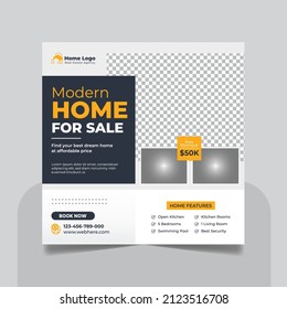 Real Estate Property Social Media Post Template, Modern Home Sale Social Media Promotion, Square flyer Web Banner design Template.