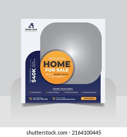 Real Estate Property Social Media Post Template, Modern Home Sale Social Media Promotion, Square flyer Web Banner Template.