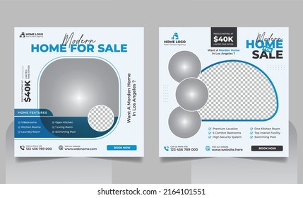 Real Estate Property Social Media Post Template, Modern Home Sale Social Media Promotion Banner, Square flyer Template.