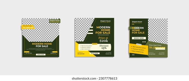 Real Estate Property Social Media Post Template, Modern Home Sale Social Media Promotion, Square flyer Web Banner design Template.