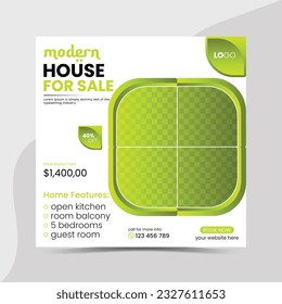 Real Estate Property Social Media Post Template, Modern Home Sale Social Media Promotion, Square Flyer Web Banner Design Template.