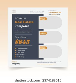 Real Estate Property Social Media Post Template, Modern Home Sale Social Media Promotion, Square flyer Web Banner design Template.