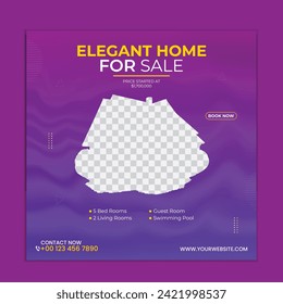 Real Estate Property Social Media Post Template, Modern Home Sale Social Media Promotion, Square flyer Web Banner design Template.
