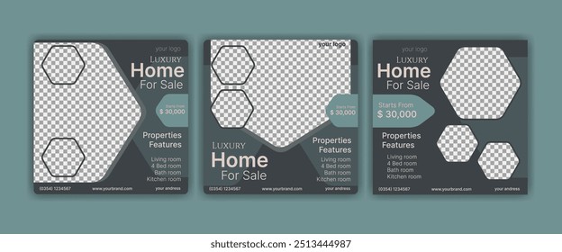 real estate or property social media template vector design