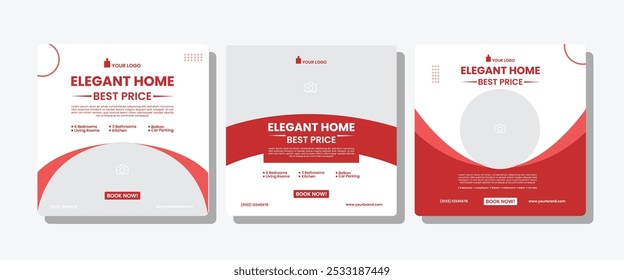 real estate or property social media template with photo place area