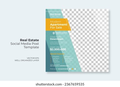 Real estate or property trendy editable template. house for sale social media post template