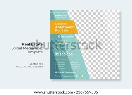 Real estate or property trendy editable template. house for sale social media post template