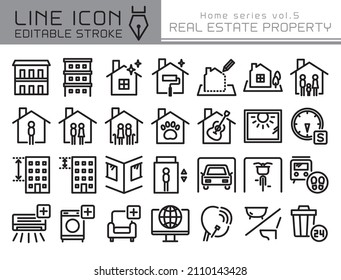 Real estate property vector icon set. Editable line stroke.
Recommended points for real estate properties.