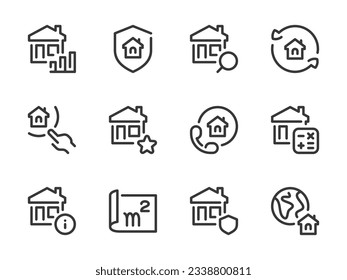 Real Estate and Property vector line icons. Building, House, Apartment and Home ownership outline icon set.