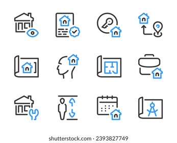 Real Estate and Property vector line icons. Building, House, Apartment and Home ownership outline icon set.