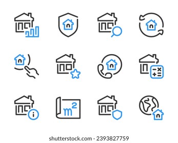 Real Estate and Property vector line icons. Building, House, Apartment and Home ownership outline icon set.