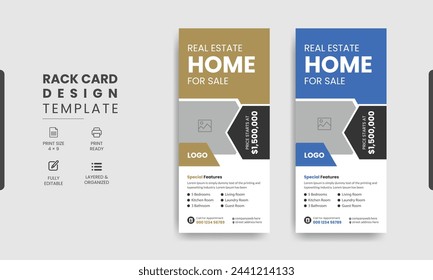 Real estate rack business rack card template design, Creative modern corporate real estate agency rack card or dl flyer template design