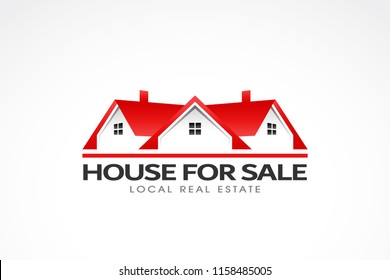 Real Estate Red Houses Logo. Vector Illustration