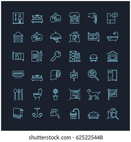 Real estate related line icons set for your design