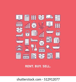 Real estate related square pattern background