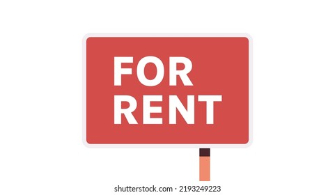 Real estate rent sign urban house and modern house exterior facade sign with rent word flat vector illustration.	
