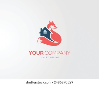 Real estate and residence fox house logo design inspiration vector template.