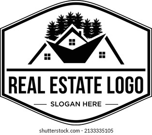 Real estate retro vintage logo. Constriction logo design