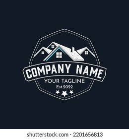 Real estate retro vintage style. Constriction building logo design