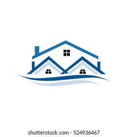 Real Estate River Logo Design Template