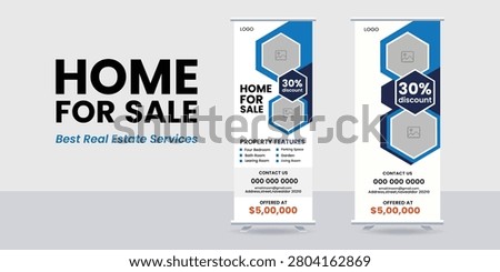 Real Estate Roll Up Banner Template With Property Promotion Layout Home Sale Advertising Design Modern Corporate Marketing Standee Collection Editable Vector Presentation For Housing Business