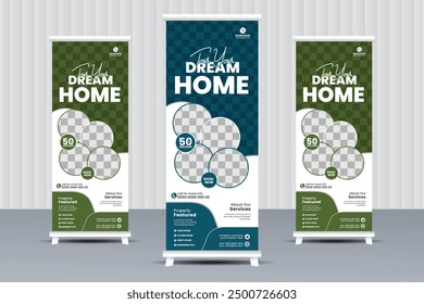 Real Estate roll-up banner or cover design template, Modern, luxury property, home or house sale