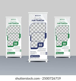 Immobilien Roll-up Banner oder Cover Design Vorlage, Moderne, Luxus-Immobilien, Haus oder Verkauf