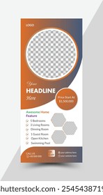 Real estate rollup banner design template with orange color 