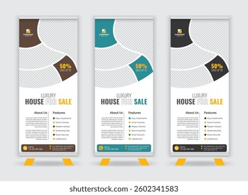 Real Estate Roll-Up Banner Design with Three Color Combination
