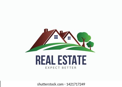 Real Estate Roof house Landscape logo