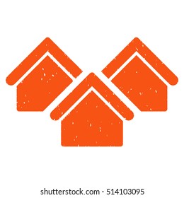 Real Estate rubber seal stamp watermark. Icon vector symbol with grunge design and dirty texture. Scratched orange ink emblem on a white background.
