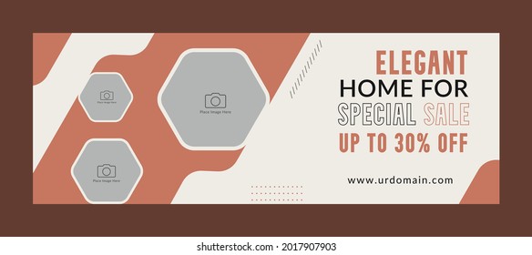 Real estate sale banner facebook cover page timeline web ad banner template horizental layout cocept design