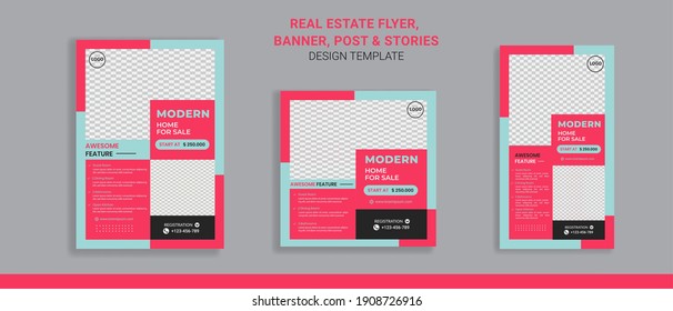 Real estate sale flyer banner social media post and stories perfect for business promotion 