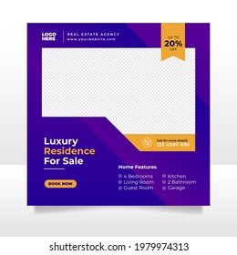 Real estate sale social media post banner template
