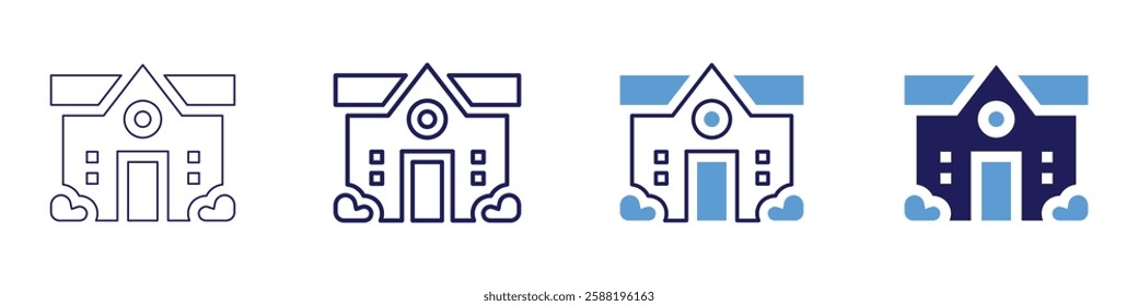 Real estate sale trends icon in 4 different styles. Thin Line, Line, Bold Line, Duotone. Duotone style. Editable stroke.