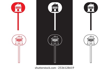 Real estate for sale vector icon . selling a property sign. isolated on white and black background. Vector illustration. EPS 10
