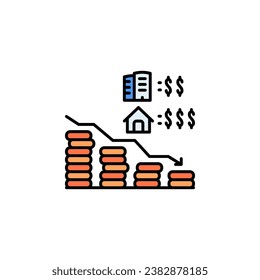 real estate sales down vector icon. real estate icon filled line style. perfect use for logo, presentation, website, and more. modern icon design color line style