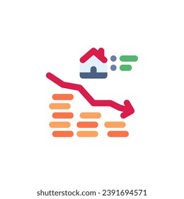 real estate sales down vector icon. real estate icon flat style. perfect use for logo, presentation, website, and more. simple modern icon design color style