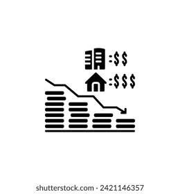 real estate sales down vector icon. real estate icon solid style. perfect use for logo, presentation, website, and more. modern icon design glyph style