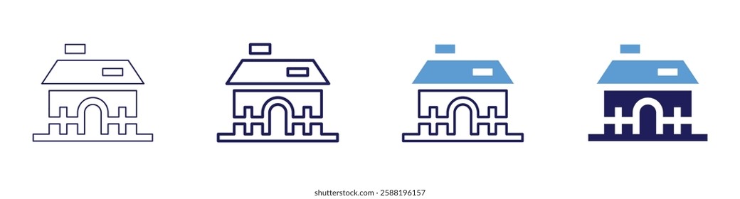 Real estate sales forecast icon in 4 different styles. Thin Line, Line, Bold Line, Duotone. Duotone style. Editable stroke.