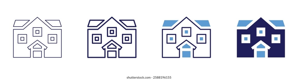 Real estate sales leads icon in 4 different styles. Thin Line, Line, Bold Line, Duotone. Duotone style. Editable stroke.