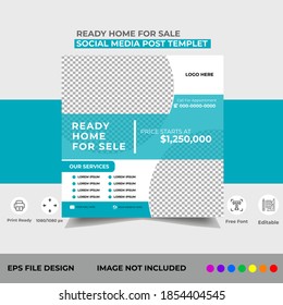 Real Estate Sales Social Media Post Business Abstract Vector Template Design. Cover Modern Layout, Annual Report, Poster, Flyer, Geometric Shapes For Tech, Science, Market
