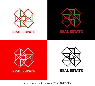 Real Estate Sample logo unit. the symbol made from 8 Squares, that Squares extricate of 8 direction.