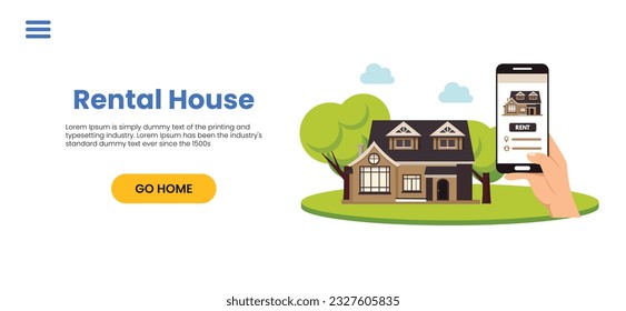Real estate search, online property market, mortgage loan. Family buying house or renting apartment, virtual housing tour concept vector set. People signing documents, agents showing apartment